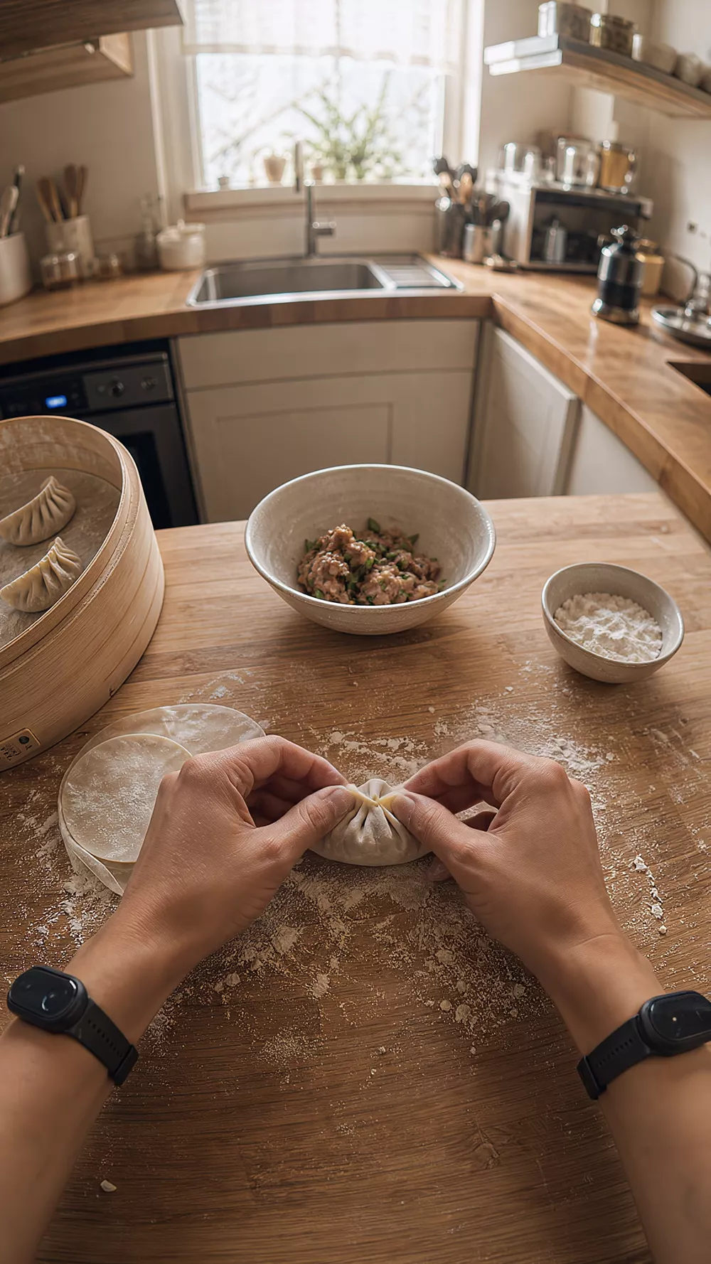 First-person capture: Dumpling folding