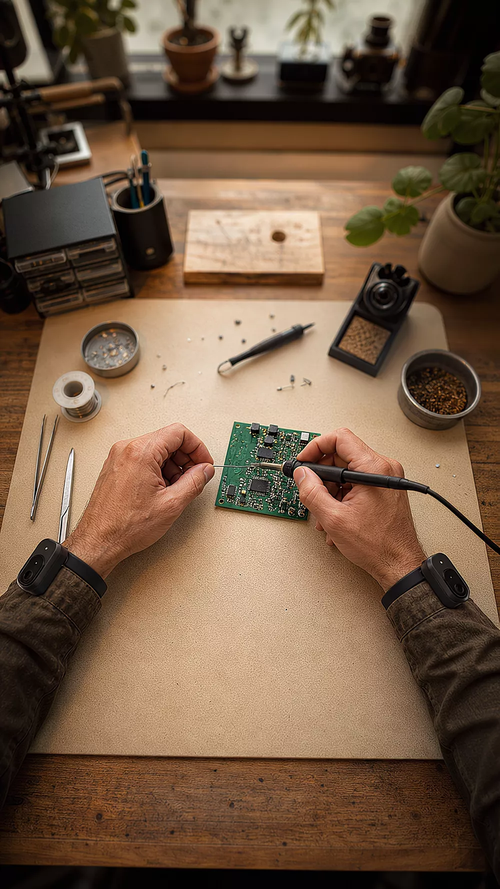 First-person capture: PCB soldering